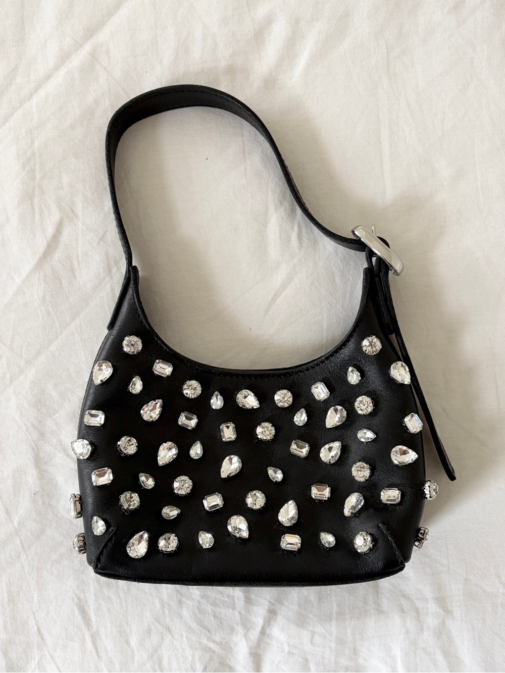 Madewell Black Mini Shoulder Bag with Crystal Studs
